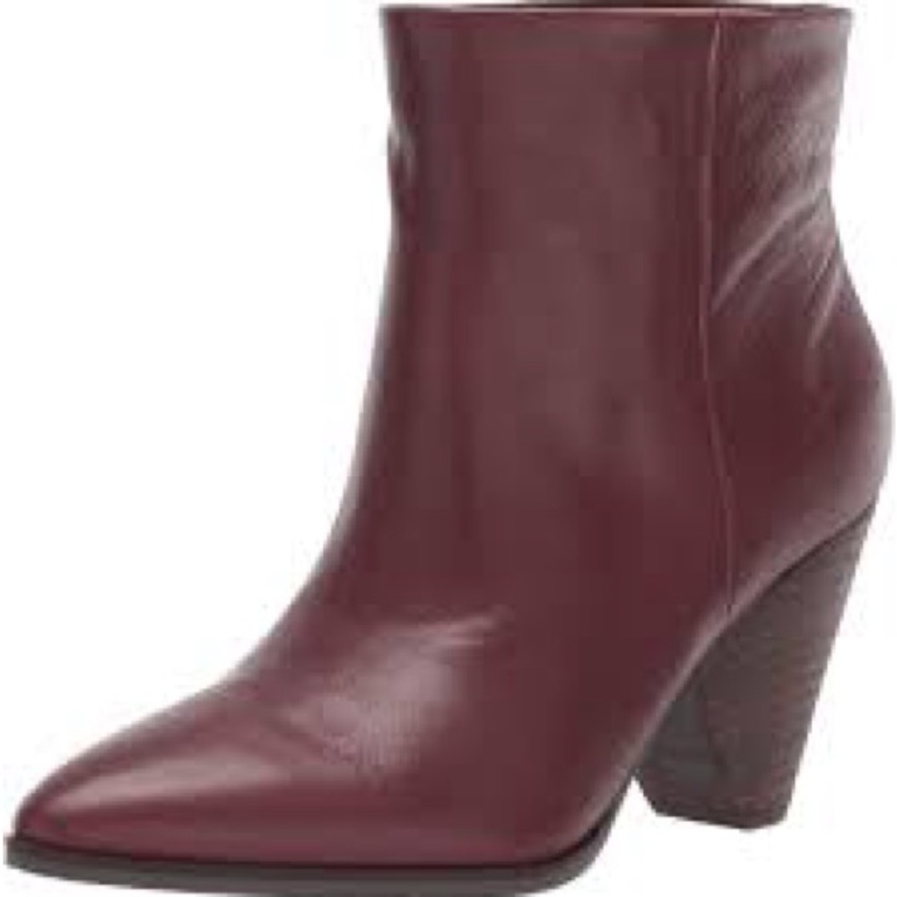LUCKY BRAND Womens Sugar Red Munise Pointed Toe Cone Heel Leather Booties 9.5